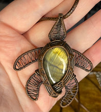 Load image into Gallery viewer, Wire Wrapped Labradorite Turtle Necklace
